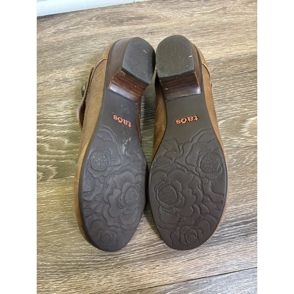 Taos Brown Leather Mary Jane Shoes Comfort‎ Casual Heel Womens Size 10